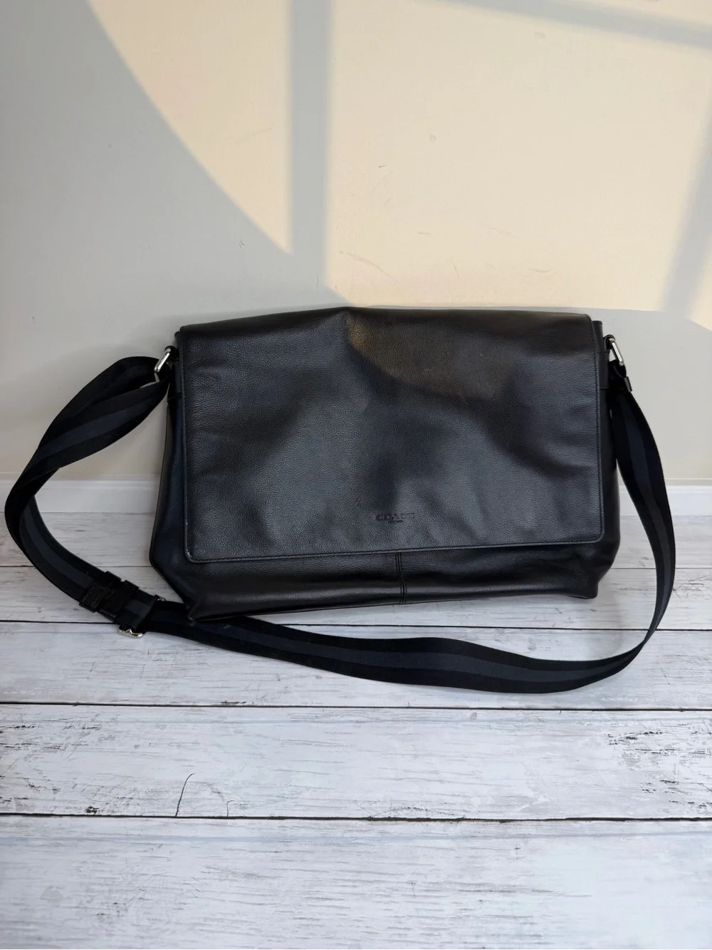 Coach Black Leather Messenger Satchel